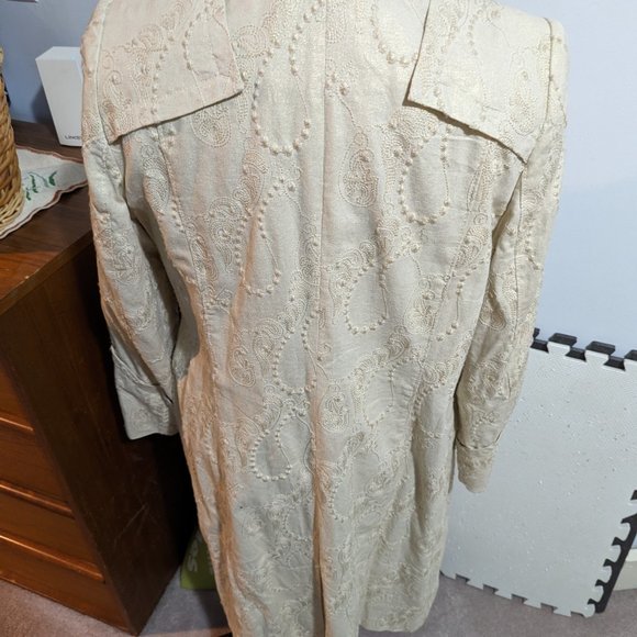 Tan and Gold Knee Length Duster Coat - Picture 4 of 4